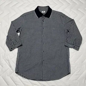 LACOSTE 네이비 화이트 체크 셔츠 사이즈 4