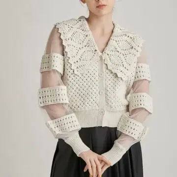 빅 칼라 크로셰 가디건