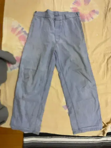 라이트 블루 워크 팬츠 사이드 포켓 포함