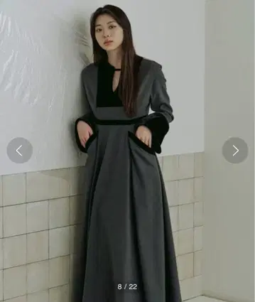 Ezick 에직 Velor 스위치 와이드 슬리브 카프탄 드레스