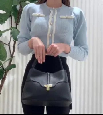 SNIDEL 부클레 파이핑 리브 가디건