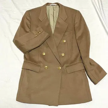 [캐시미어 100%] 아쿠아 스큐텀 더블 테일러드 자켓 골드 버튼 M