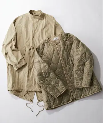 빅 실루엣 코튼 나일론 모즈 코트 & 퀼팅 라이너 세트