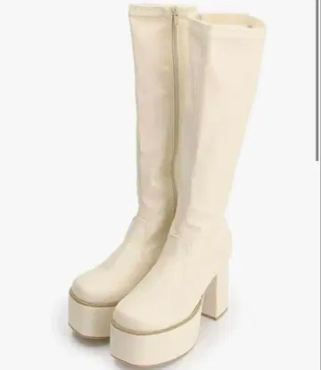 YOSUKE 요스케 롱 부츠 통굽 화이트 아이보리