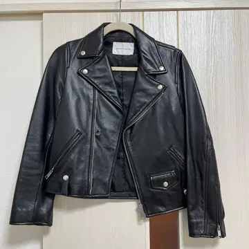 ADAM ET ROPE 블랙 가죽 라이더 자켓 36