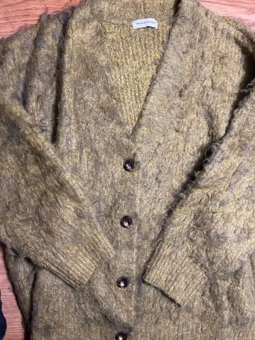 maison special 카키 모헤어 니트 가디건