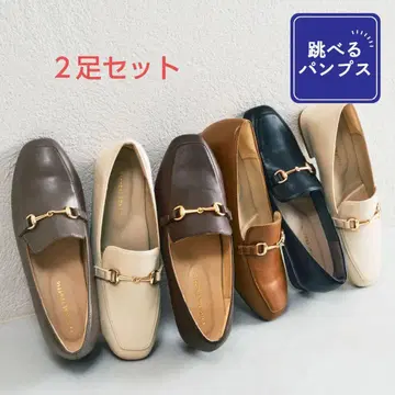 [ 점프 가능한 펌프스 ] 스퀘어토 비트 모티브 로퍼 브라운 그레이 35