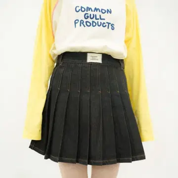 common gull products. 데님 미니 플리츠 블랙