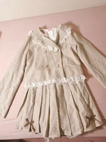 MSRS 체크 무늬 셋업 프릴