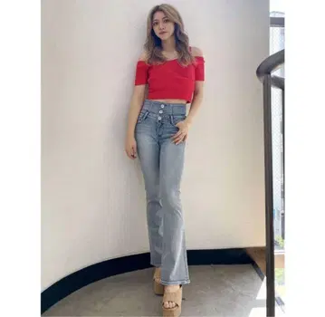 제이다 새상품급 백 크로스 수플레 데님 팬츠