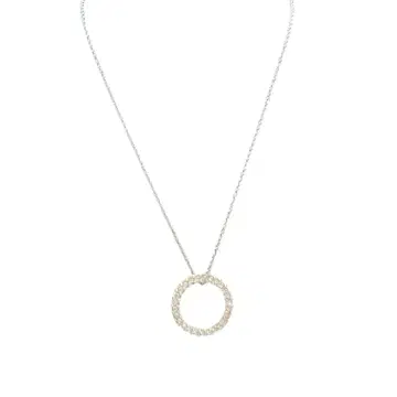 [ 새상품급 ] 스와로브스키 서클 파베 목걸이 실버 크리스탈
