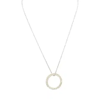 [ 새상품급 ] 스와로브스키 서클 파베 목걸이 실버 크리스탈
