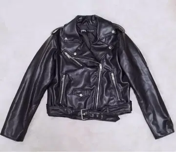 컨디션 최상 ZARA 더블 라이더 자켓 인조 가죽 블랙 L