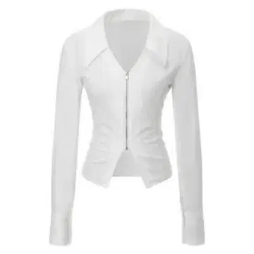 화이트 지퍼 긴팔 셔츠