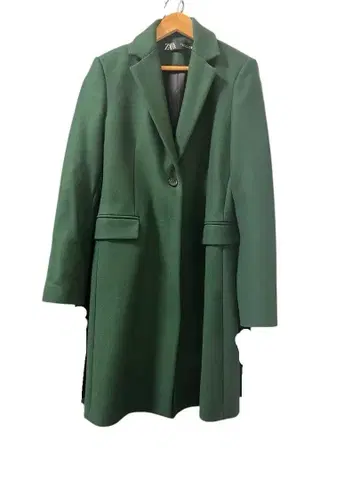 ZARA Manteco 그린 컬러 체스터 코트 울 혼방 XS