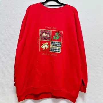 177 레트로 구제 의류 트레이닝복 크리스마스 벨 빨간색 레드 귀여운