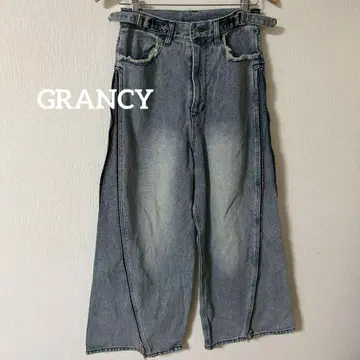 GRANCY 사이드 지퍼 데님 와이드 팬츠 MONO-MART 배기