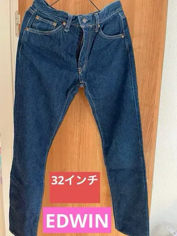 EDWIN 스트레이트 데님 다크 블루 32인치