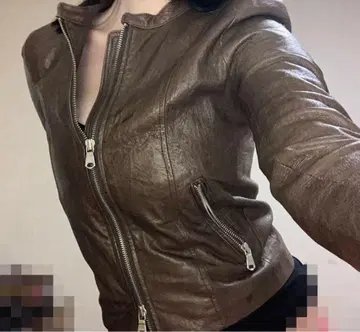 브라운 가죽 자켓 harlem rounge