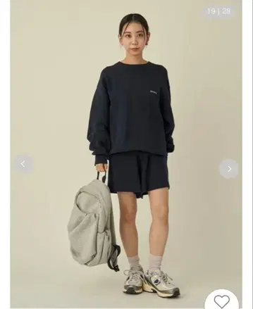 [ 새상품급 ] emmi 로고 밀라노 리브 상의/팬츠 셋업 네이비