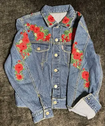 PINK HOUSE 꽃무늬 자수 데님 자켓