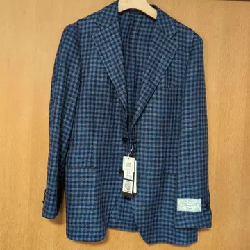 CANONICO 린넨 실크 코튼 셰퍼드 체크 봄/여름용 블루