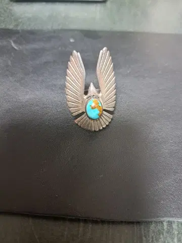 터콰이즈 이글 실버 반지 80.90's