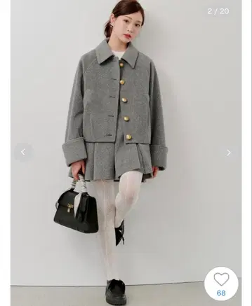 스탠드 칼라 메탈 버튼 자켓 & 플리츠 미니 스커트