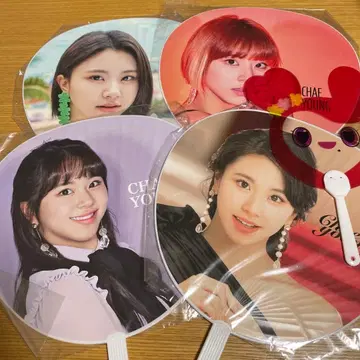 새상품 TWICE 채영 부채 4개 세트 덤 1개