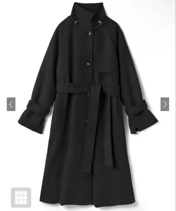 GRL 리본 벨트 페이크 울 트렌치코트 차콜