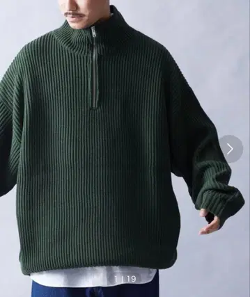 하프 지퍼 스웨터 프릭스스토어 L 그린