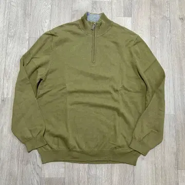 Eddie Bauer 올리브 그린 하프 지퍼 니트 스웨터 M