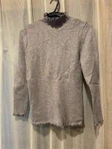 여성용 터틀넥 니트 스웨터 블루 그레이