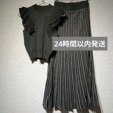 [ 24시간 이내 발송 ] MERCURYDUO 시어 니트 셋업 그레이