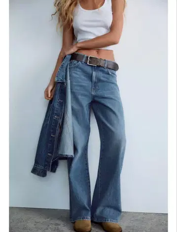 ZARA 자라 미드라이즈 BAGGY TRF 데님 팬츠 EU32