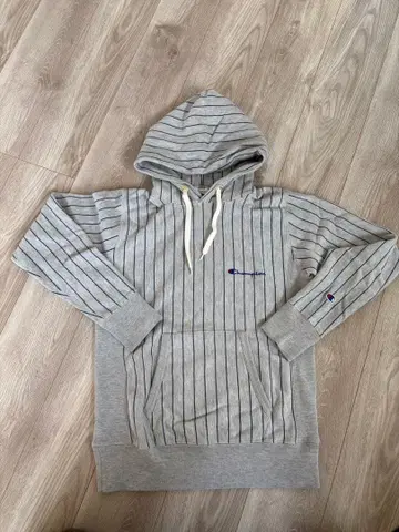 [ 레어 모델 ] Champion 그레이 스트라이프 후드티