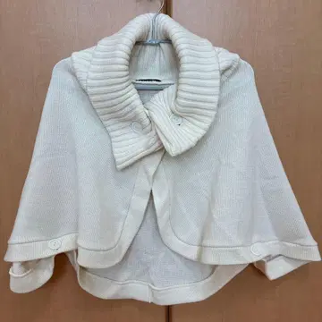 PRASH NOTES 아이보리 리브 케이프 코트 판초