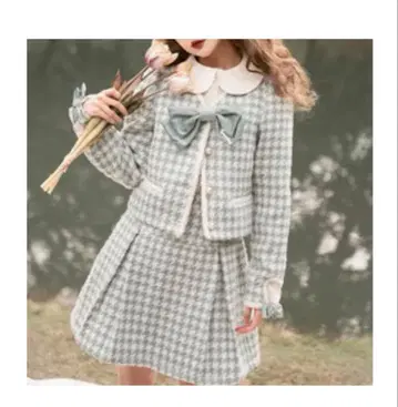 MANUSMACHINA 연한 녹색 하운드투스 리본 자켓