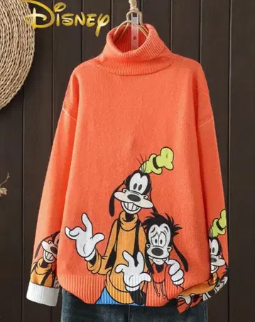 Disney 구피 터틀넥 니트 오렌지 S~M 상당