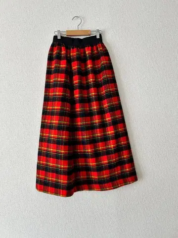 체크 따뜻한 빈티지 롱 스커트 스커트 레트로