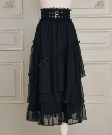 ROJITA 로지타 튤 캉캉 스커트 블랙 롱 스커트