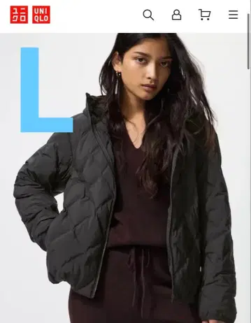 유니클로 퍼프 테크 다운 후드티 블랙