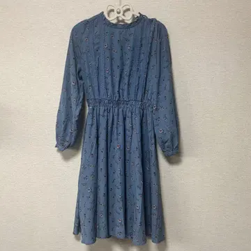 honeys 꽃무늬 긴팔 원피스 파란색