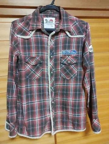 CRU 서프 보아 부착 스냅 버튼 체크 플란넬 셔츠 구제 의류