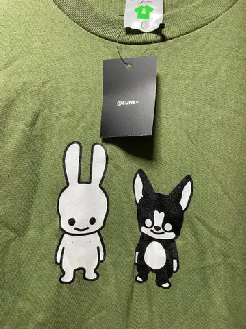 CUNE 캐릭터 반팔 T셔츠 올리브 그린