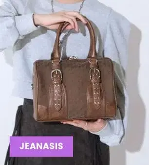 JEANASIS 스터드 자카드 모노그램 보스턴 2way 숄더백