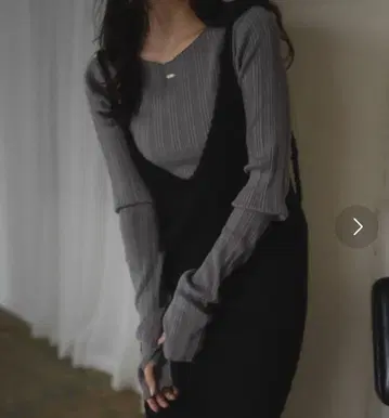 롱 슬리브 리브 니트 롱 슬리브 리브 니트 mideal