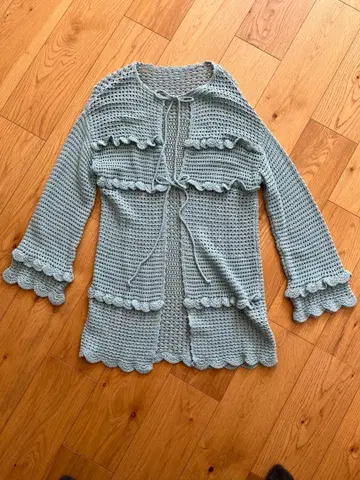 BEAMS BOY 프릴 가디건 라이트 블루