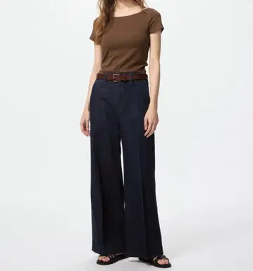 유니클로 와이드 트라우저 청바지 L