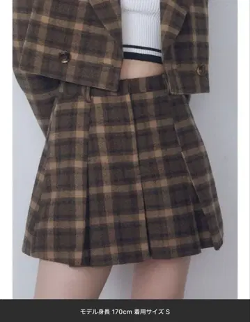EMODA 브라운 체크 플리츠 스커트 S